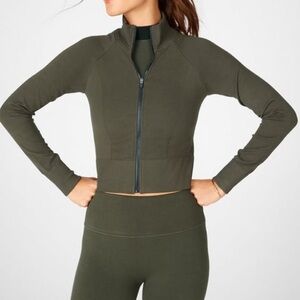 Fabletics Seamless Zip-Up Jacket Olive - NWT